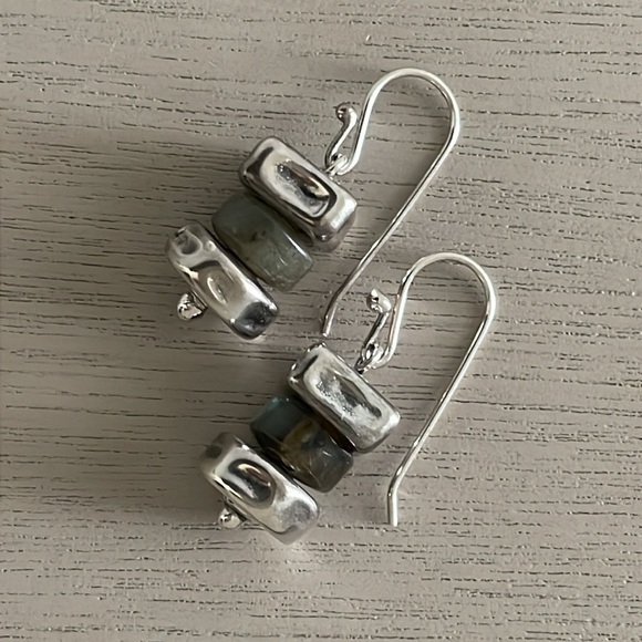 HTF Vintage Silpada Sterling Silver & Labradorite French Wire Earrings W0724 - Picture 2 of 9